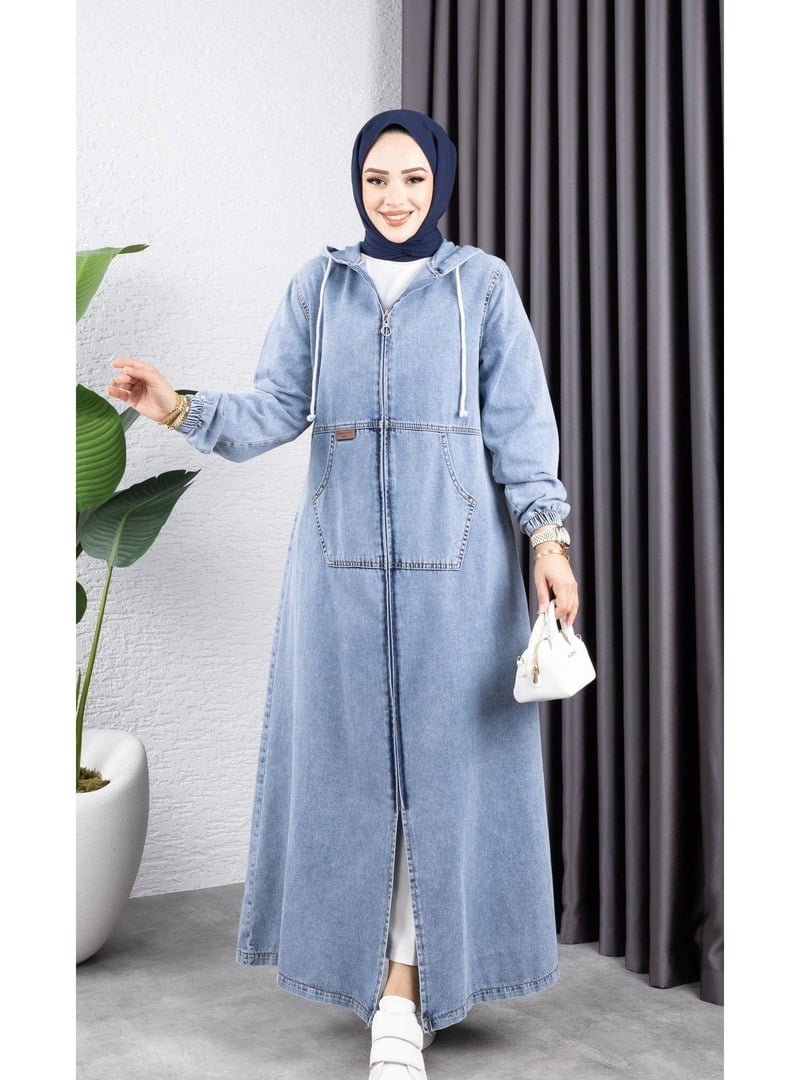 Harmatime butik Fermuarlı Cepli Kar Yıkamalı Kot Kap