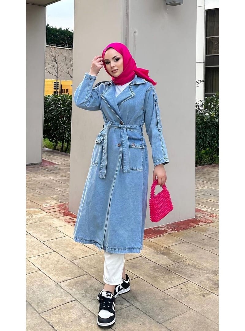 Harmatime butik Düğmeli Kot Trençkot