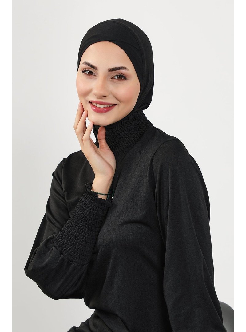 Aisha`s Design 4sn Siyah Önü Çapraz Ninja (deniz,havuz) Yüzücü Bonesi,tb