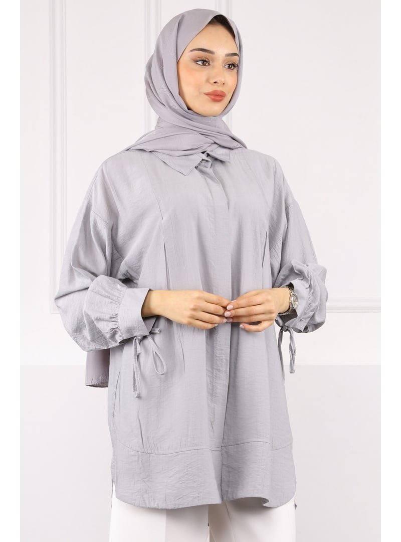 İmaj Butik Gri Kol Bağlamalı Tunik