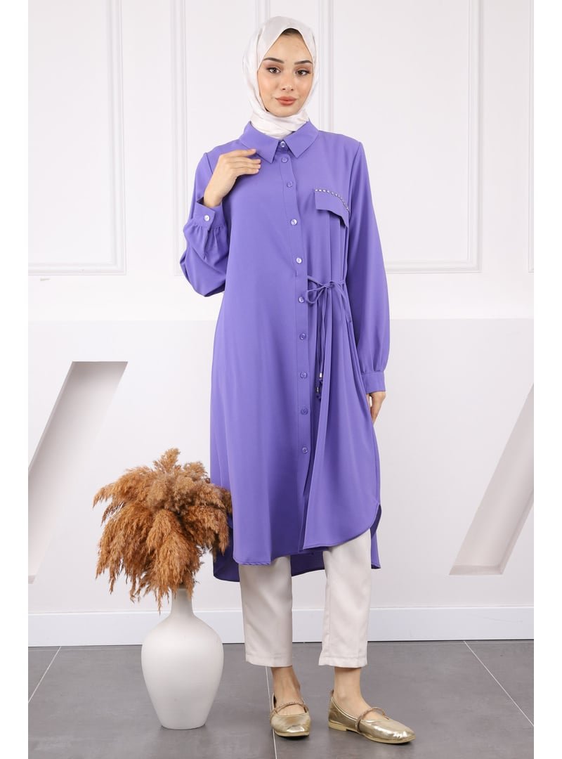 İmaj Butik Lila Yan Bağlamalı Linda Tunik