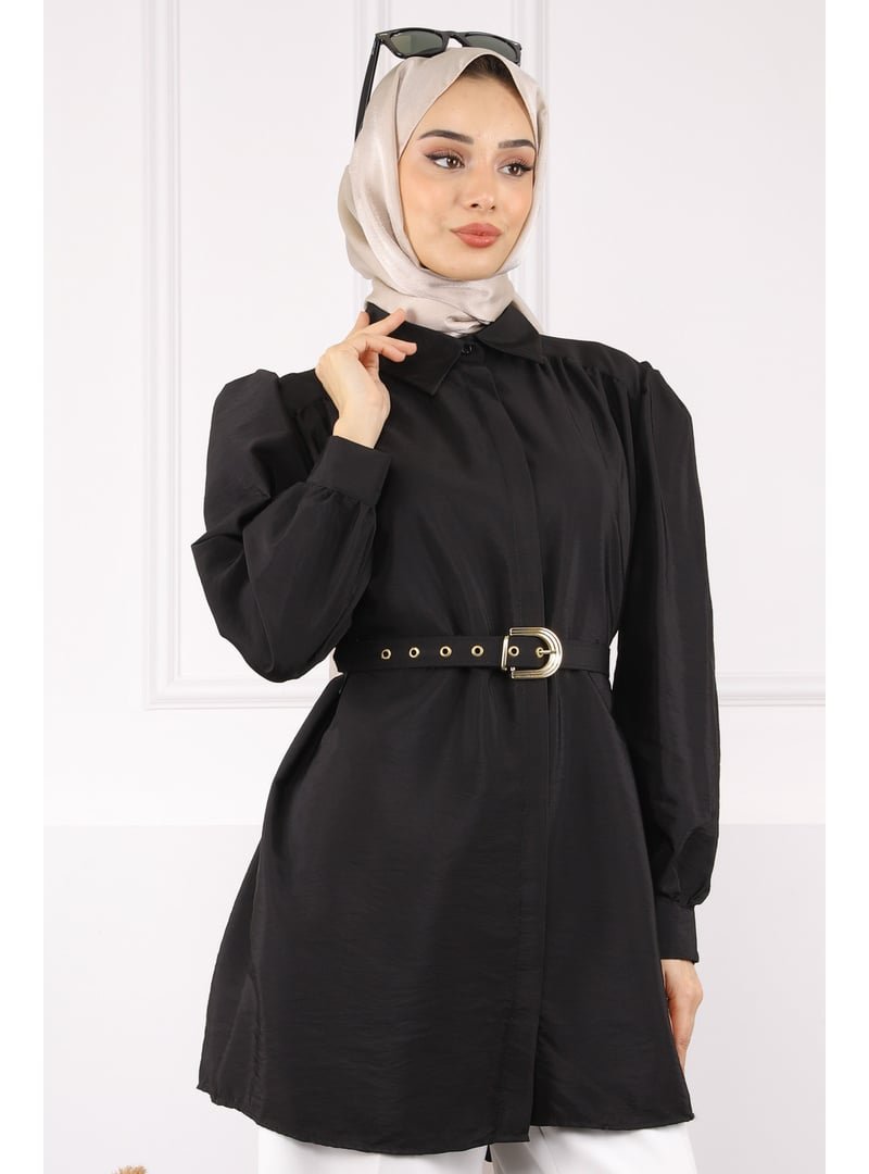 İmaj Butik Siyah Kemerli Modal Tunik