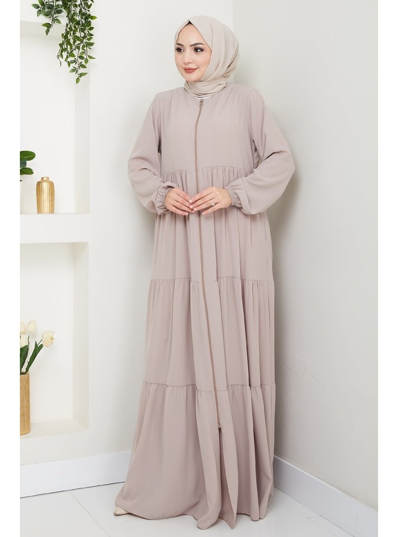 InStyle Üç Büzgülü Bej Ferace