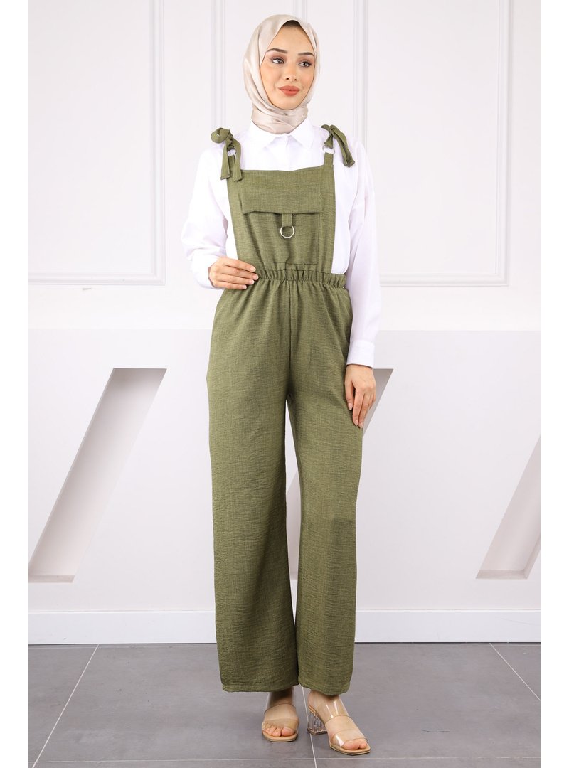 İmaj Butik Haki Cep Detaylı Tulum