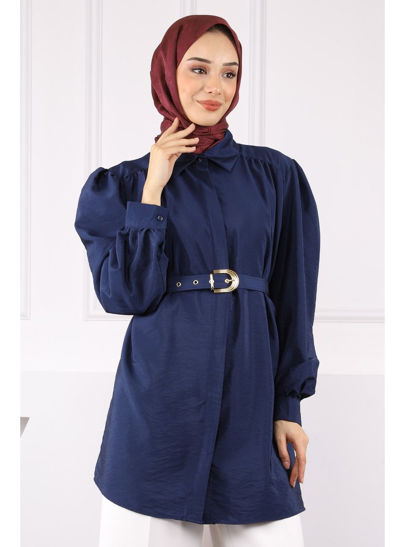 İmaj Butik Lacivert Kemerli Modal Tunik