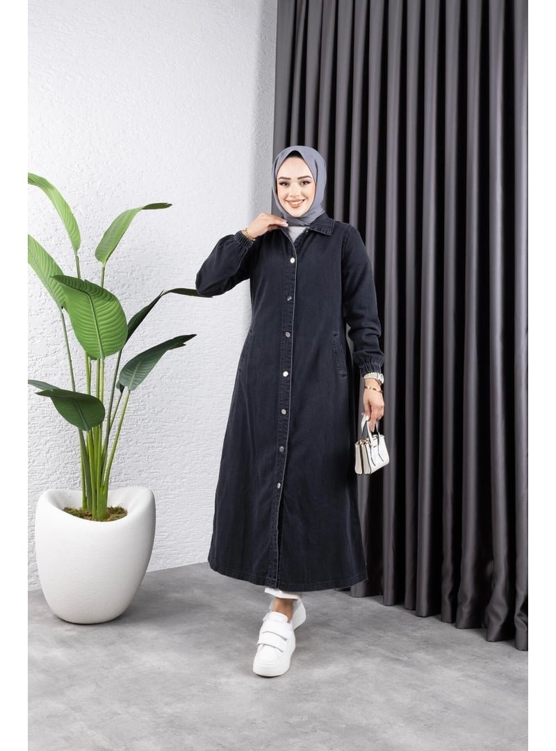 Harmatime butik Cepli Düğmeli Denim Kot Trençkot