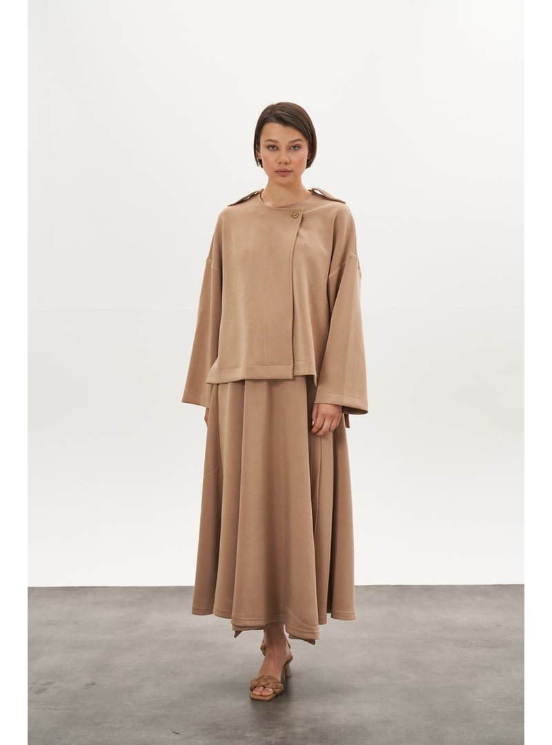 Mevra Camel Apoletli Modal Ceket