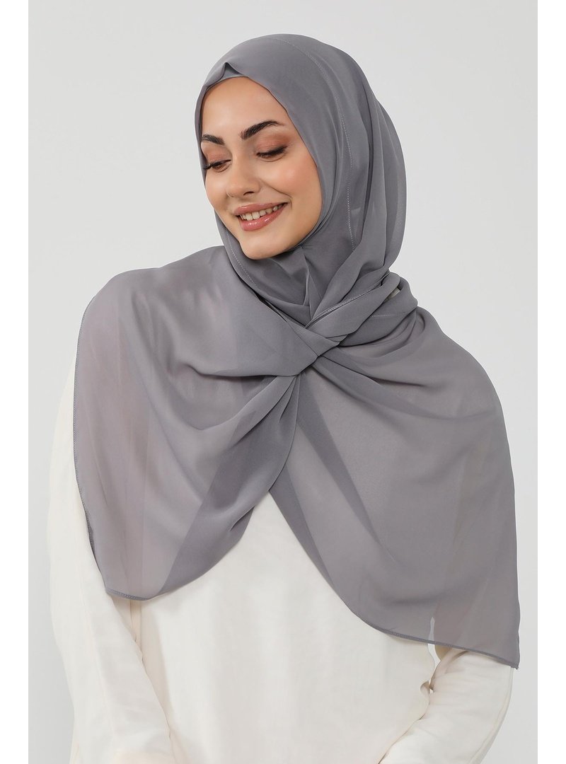 Aisha`s Design Gri Penye İç Boneli Pratik Şifon Şal,ps