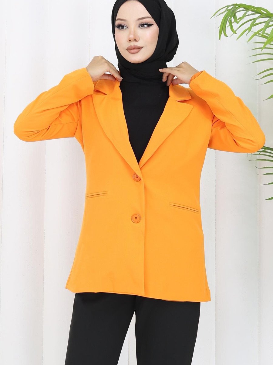Modamihram Turuncu Blazer Ceket