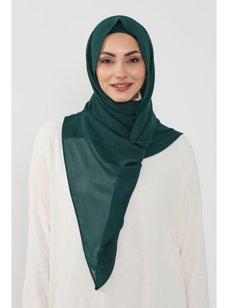 Aisha`s Design Koyu Yeşil Penye İç Boneli Pratik Şifon Şal,ps