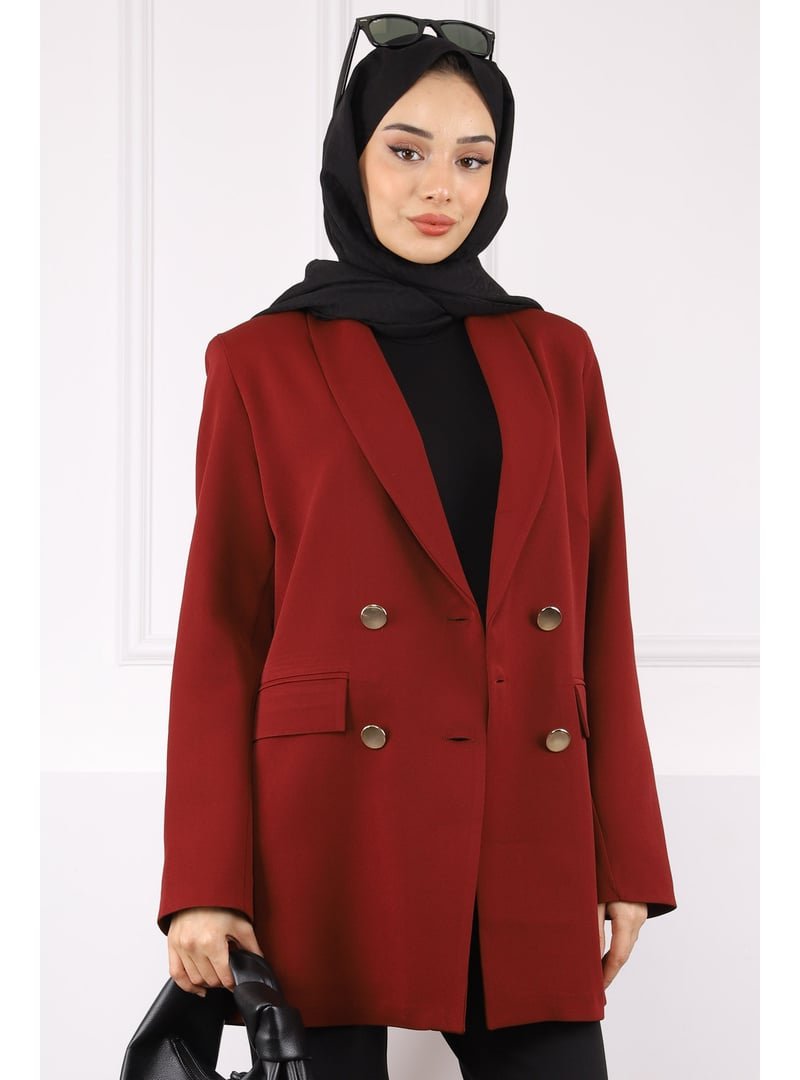 İmaj Butik Bordo Kravuze Yaka Blazer Ceket