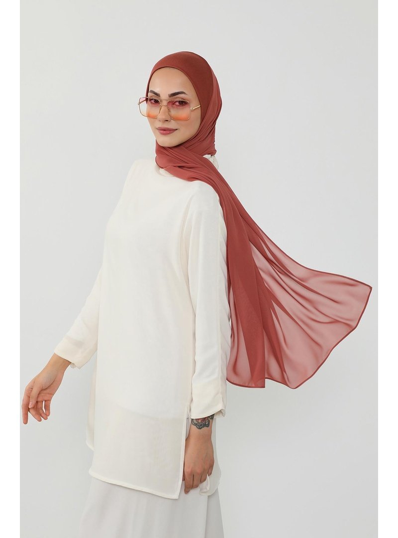 Aisha`s Design Tarçın Penye İç Boneli Pratik Şifon Şal,ps