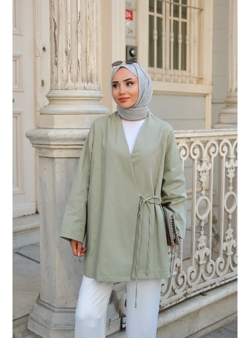 Locco Moda Yandan Bağlamalı Ceket Fıstık Yeşil