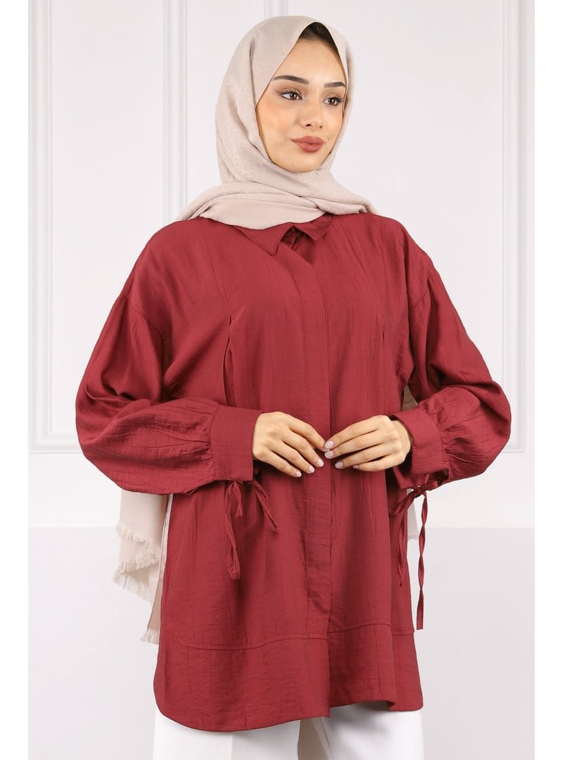 İmaj Butik Bordo Kol Bağlamalı Tunik