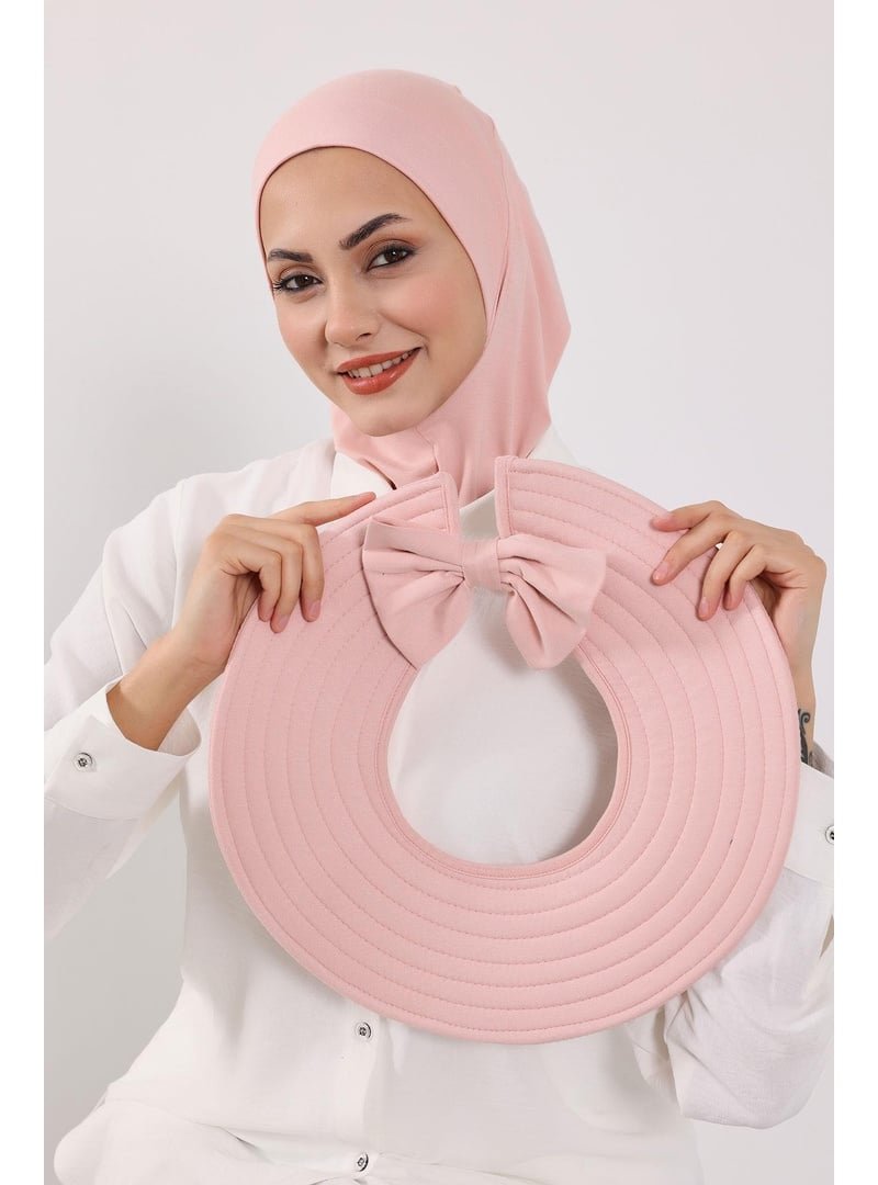 Aisha`s Design Pudra Türban Üzeri Penye Pratik Tak Çık Fiyonklu Şapka,sp 4,sp