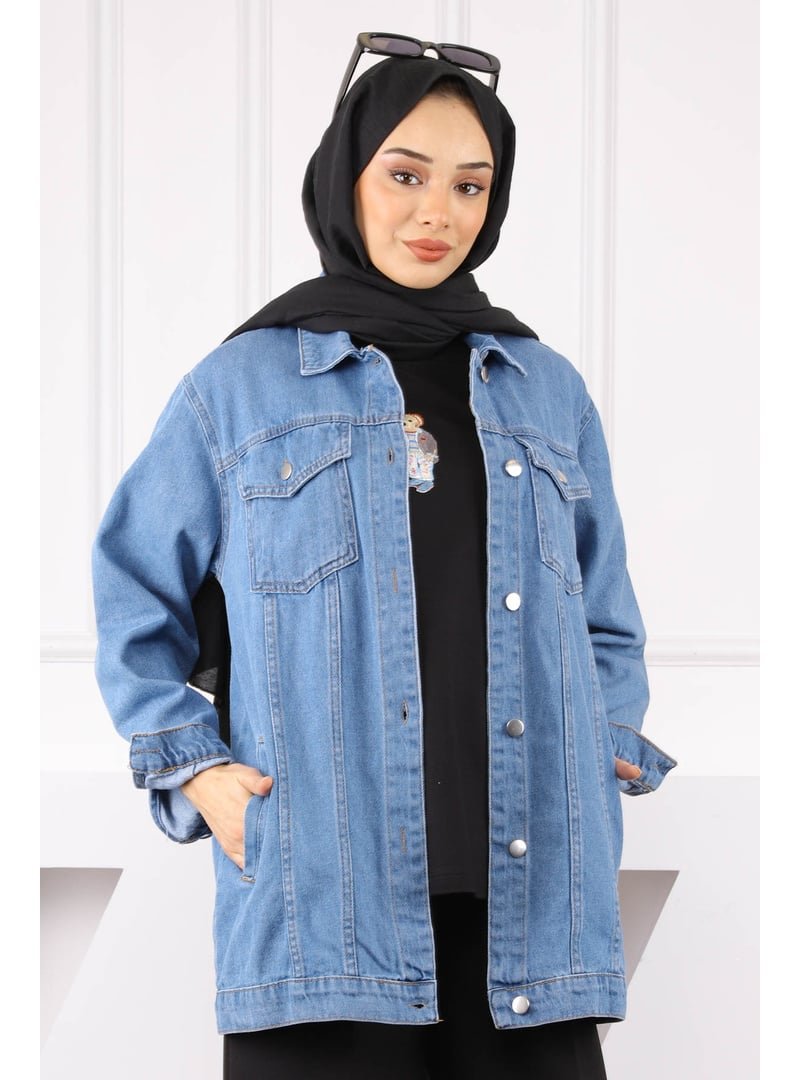 İmaj Butik Mavi Cepli Kot Ceket