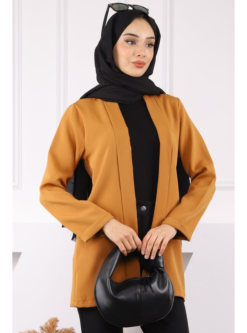 İmaj Butik Taba Şal Yaka Krep Ceket