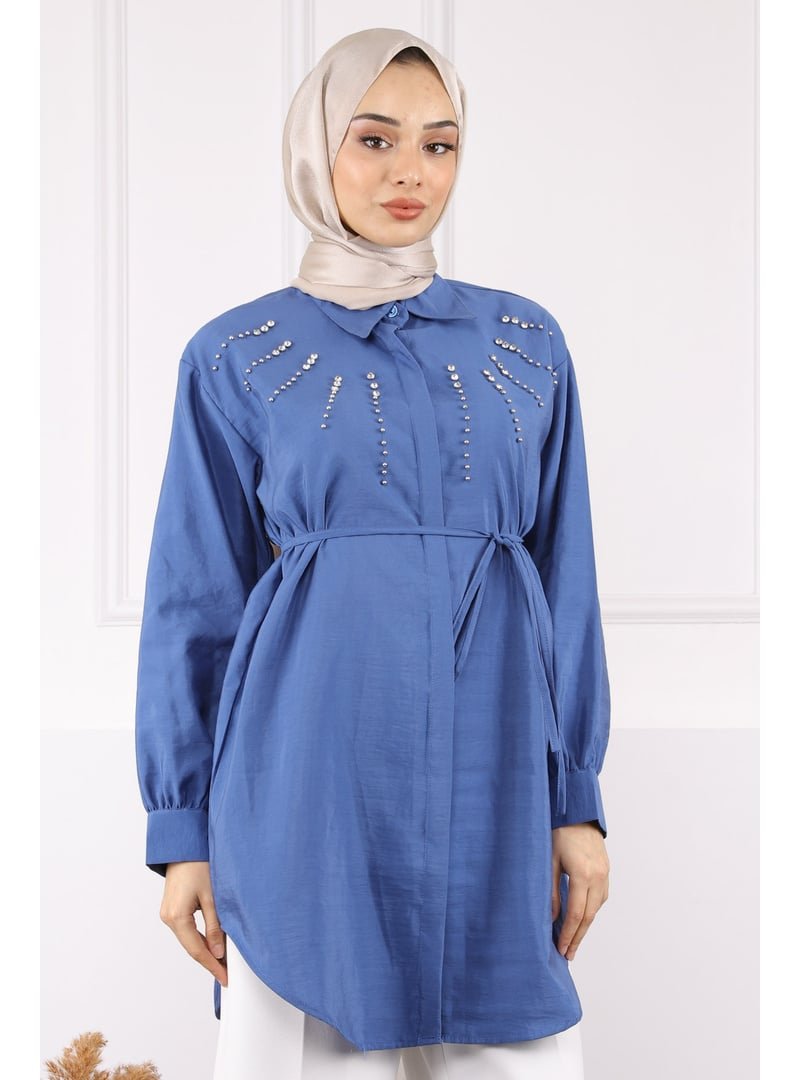İmaj Butik İndigo Önü Taşlı Modal Tunik