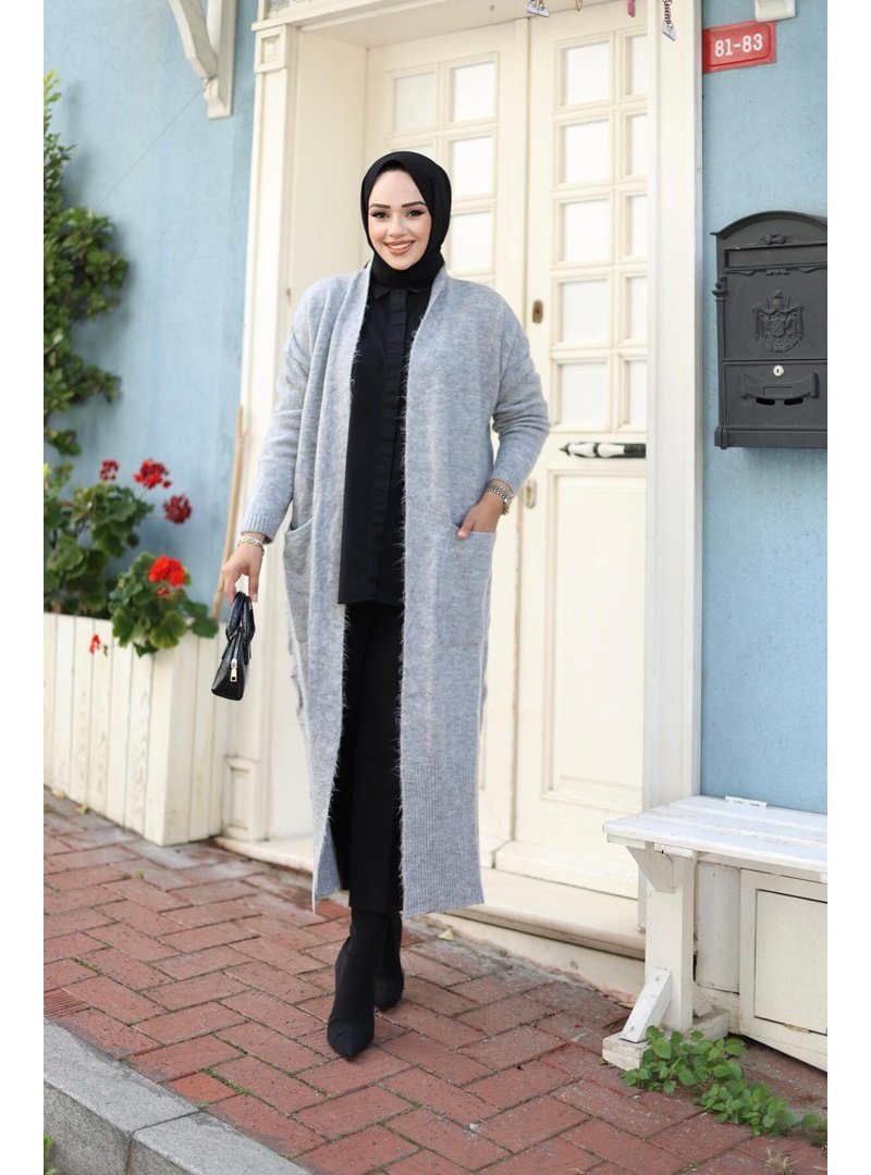 Harmatime butik Uzun Cepli Triko Hırka