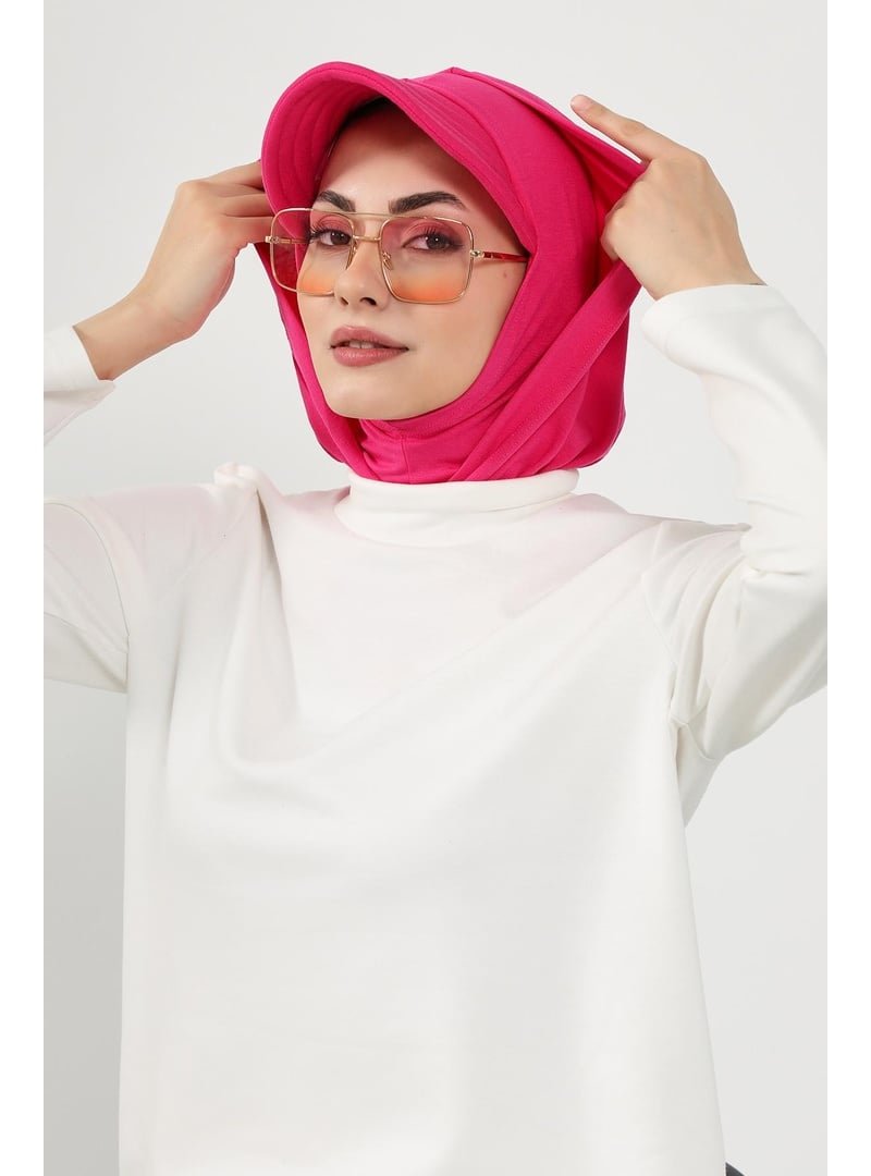 Aisha`s Design 88p Fuşya Siperlik Ve Kapatıcı Özellikli Penye Hazır Bone,b