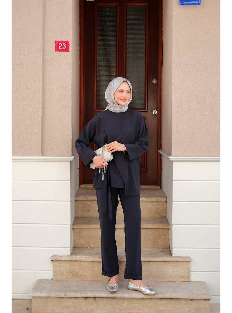 Locco Moda Lacivert Yandan Bağlamalı Armani Modal Takım