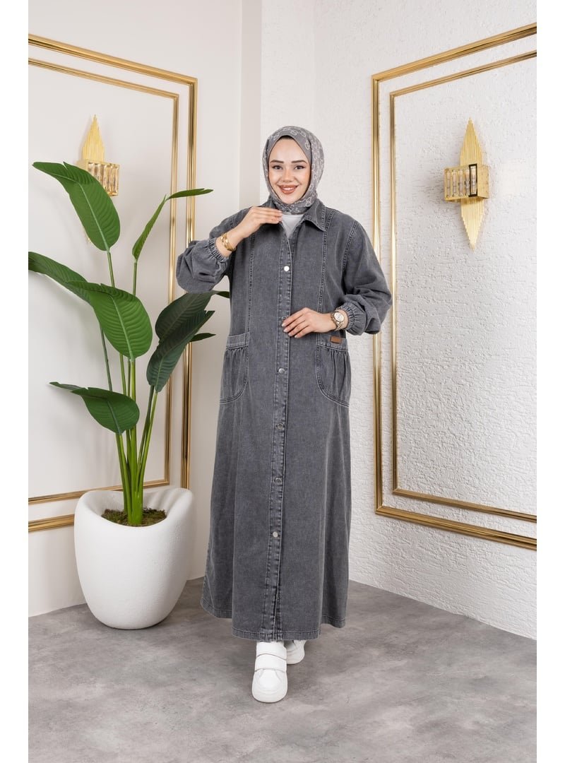 Harmatime butik Düğmeli Cepli Kar Yıkamalı Denim Kot Kap