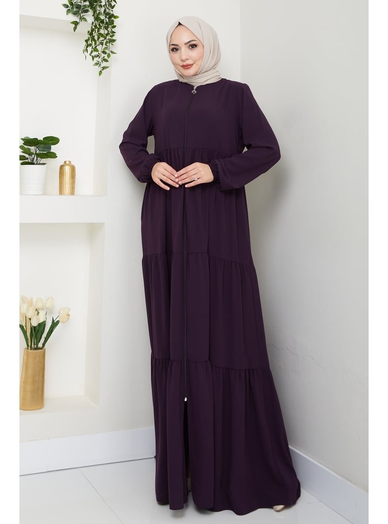 InStyle Üç Büzgülü Mor Ferace