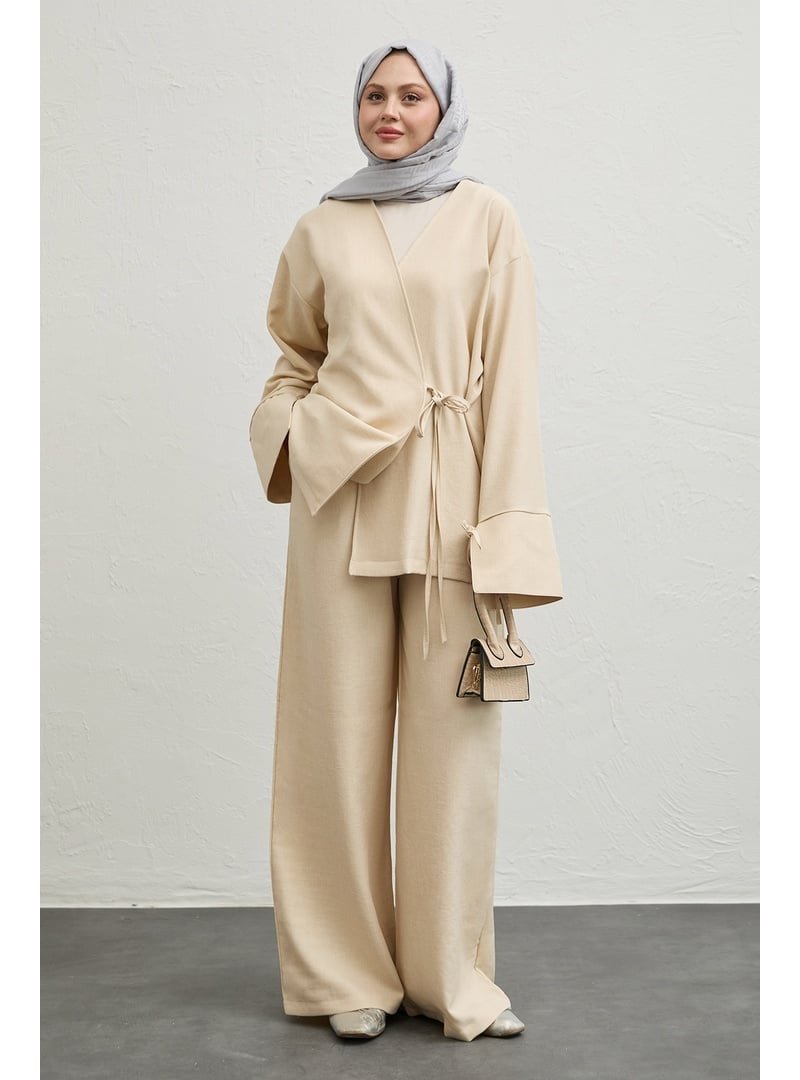 InStyle Keten Kimono İkili Bej Takım