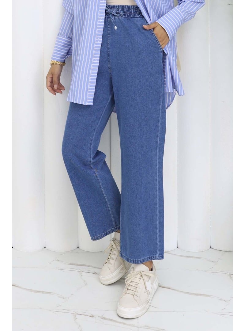 Benguen Mavi Beli Lastikli Kot Pantolon