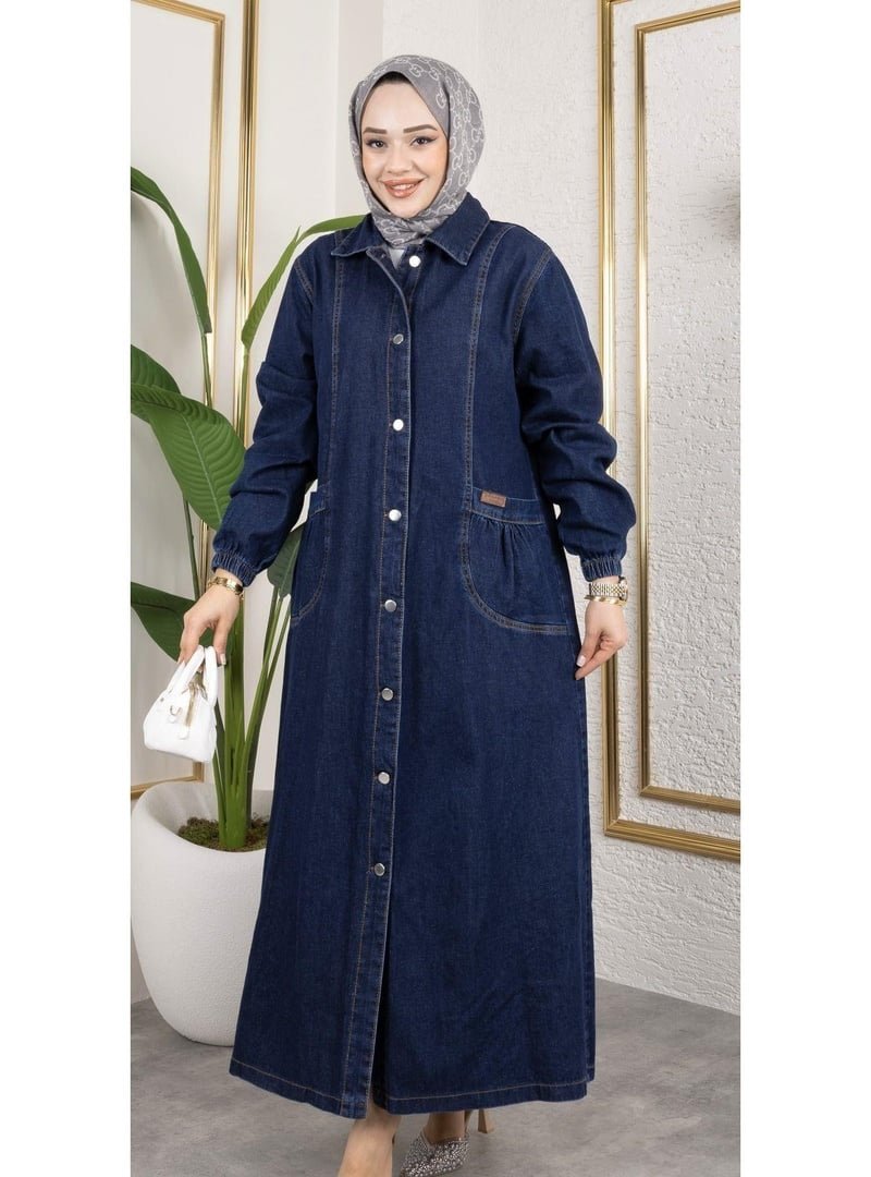Harmatime butik Düğmeli Cepli Kar Yıkamalı Denim Kot Kap