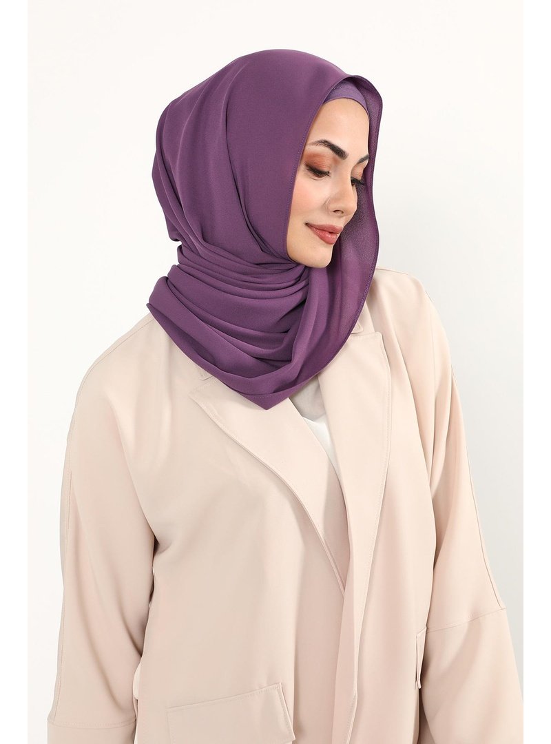 Aisha`s Design Mor Krep Şal & Penye Bone İkili Takım,ps