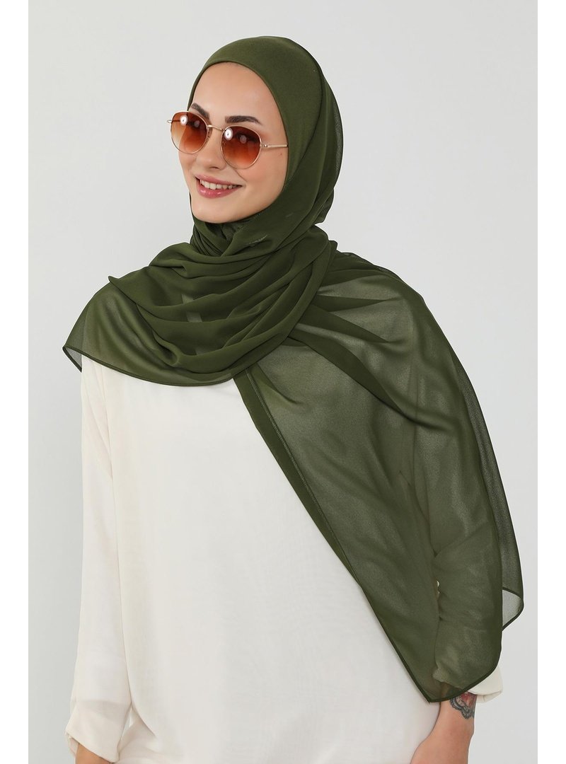 Aisha`s Design Haki Yeşil Penye İç Boneli Pratik Şifon Şal,ps