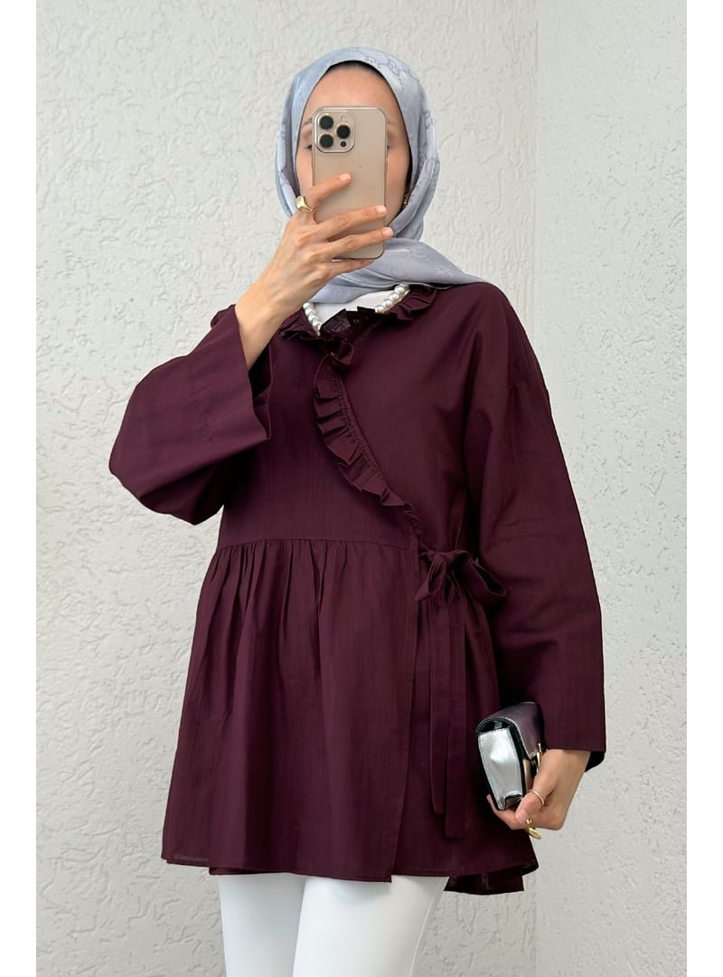Salih Çelebi Bordo Yandan Bağlamalı Tunik