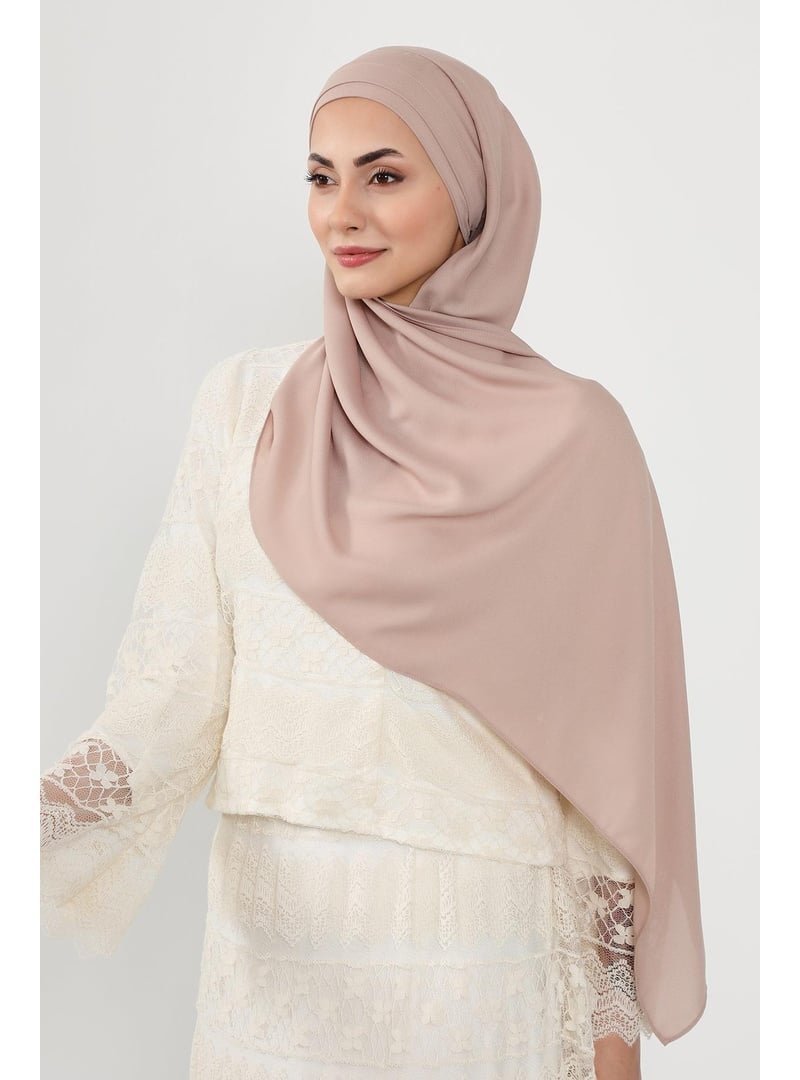 Aisha`s Design Açık Vizon Önü Pileli Tasarım Krep Pratik Şal,ps