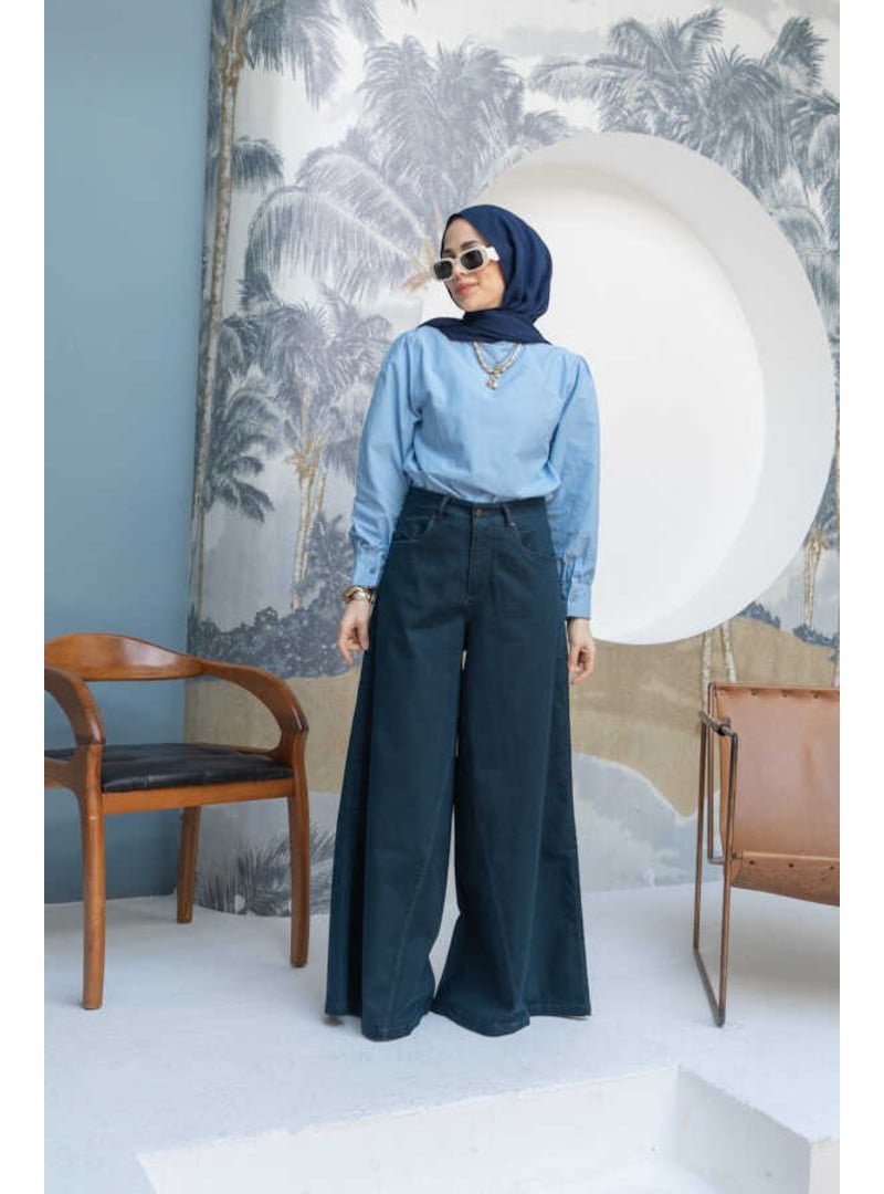 Neways Petrol Denim Pantolon Etek
