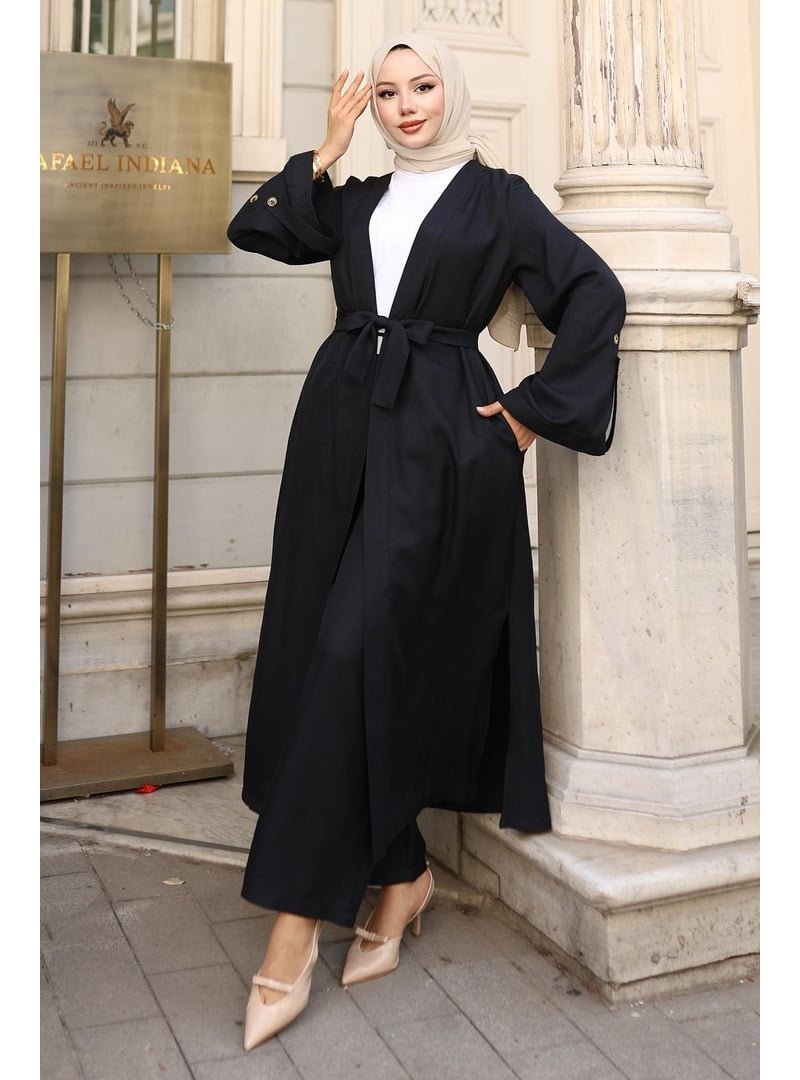 MISSVALLE Siyah Apolet Detaylı Kimono Takım