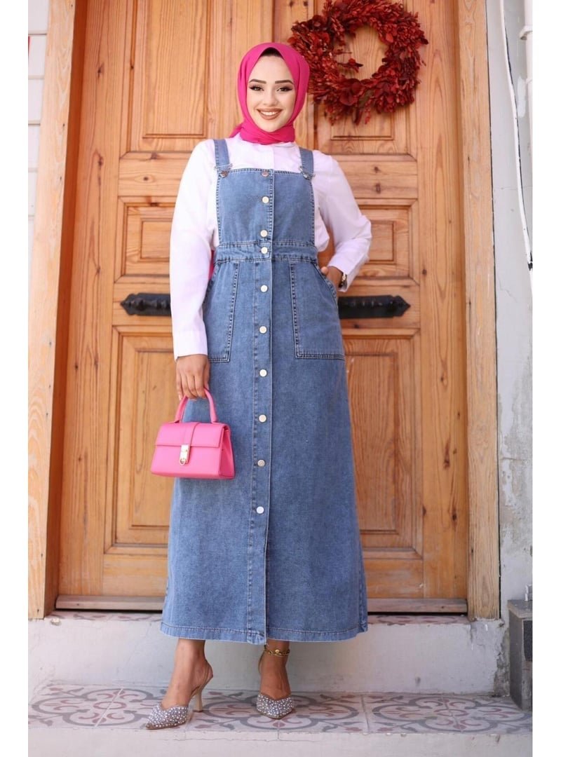 Harmatime butik Askılı Denim Salopet