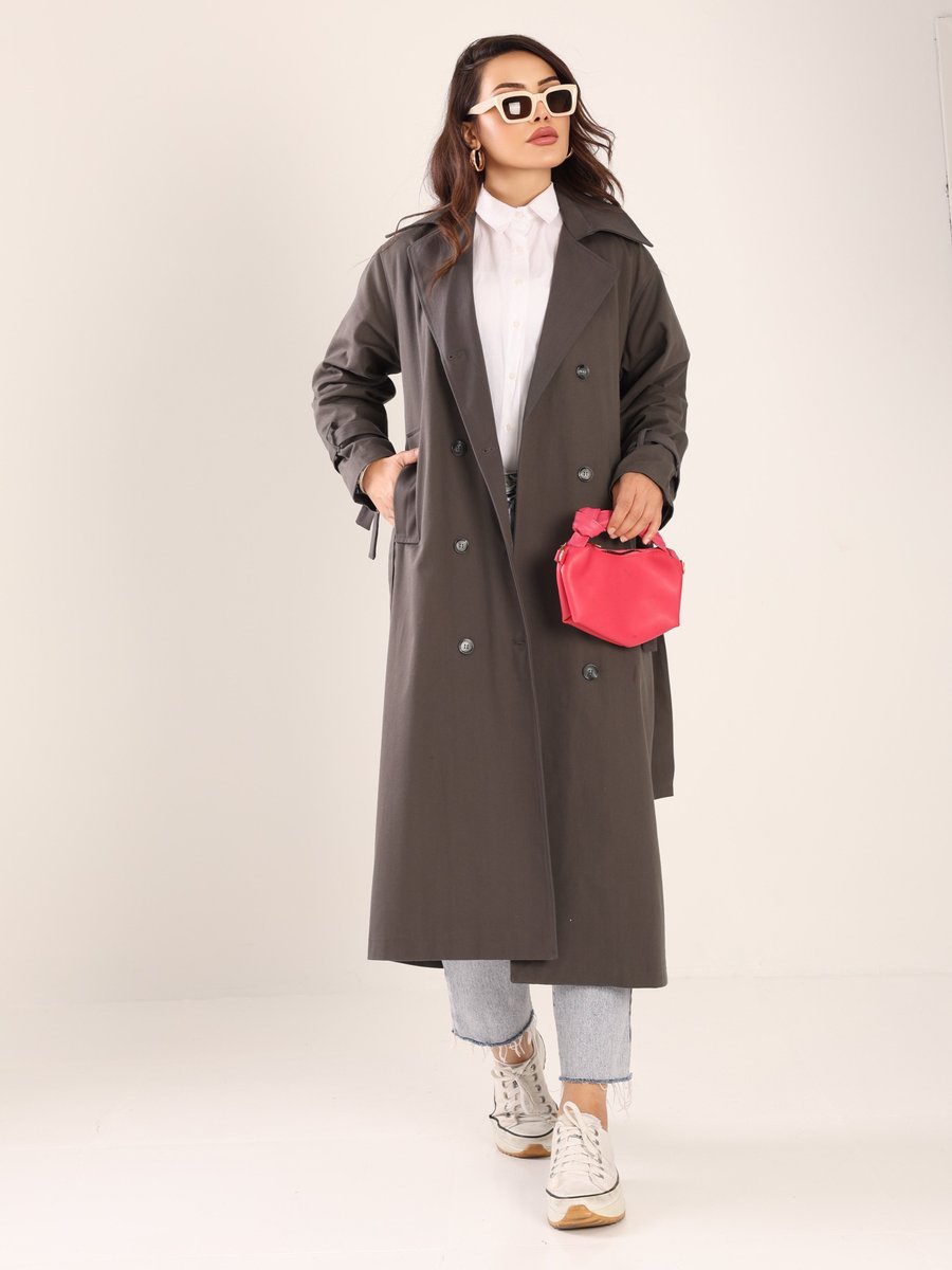 Sahra Afra Füme Tasarım Kadın Oversize Trençkot