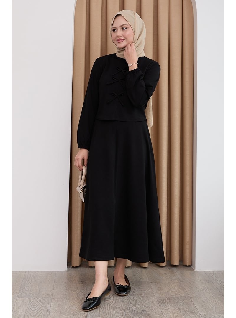 InStyle Modal Kurdele Detay Etekli Siyah Takım