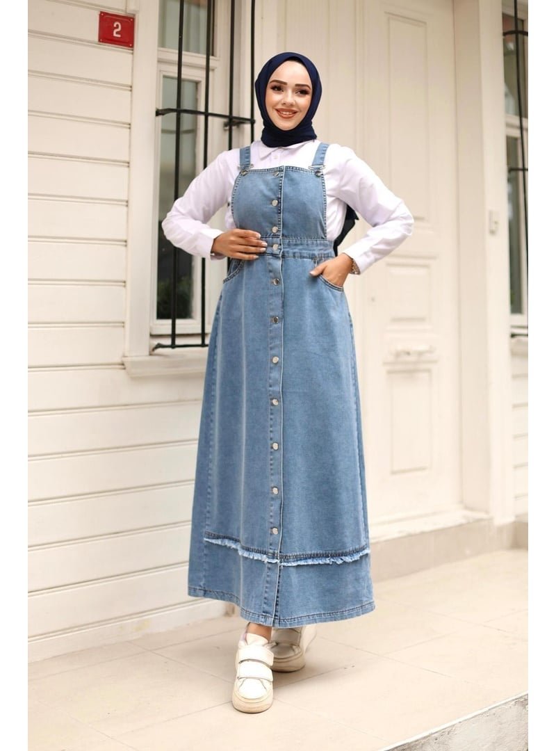 Harmatime butik Püskül Detaylı Denim Salopet