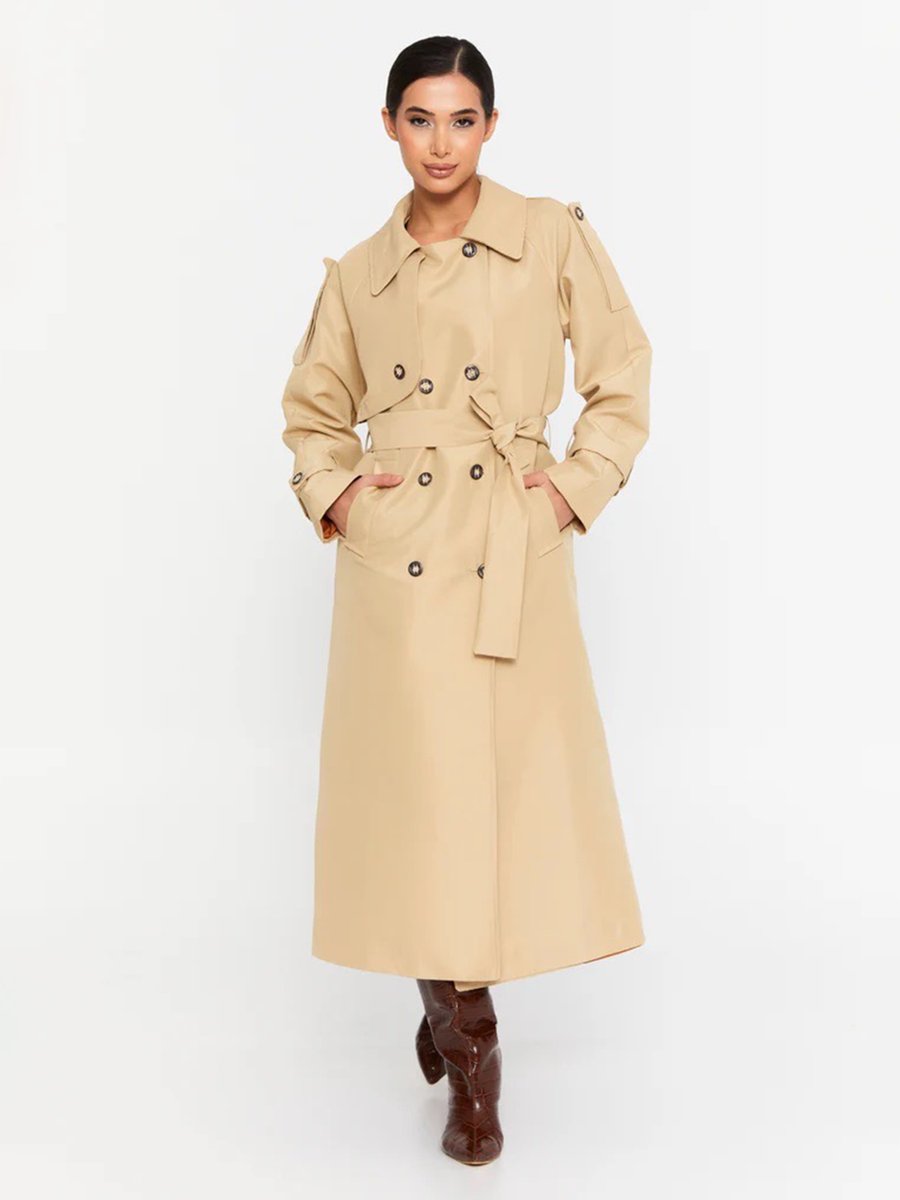 Sahra Afra Bej Momente Kadın Oversize Trençkot