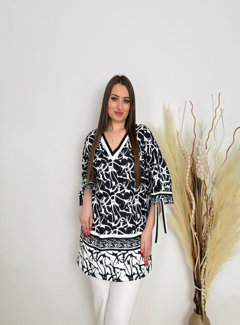 De White`s Siyah Büyük Beden Empirme Bluz