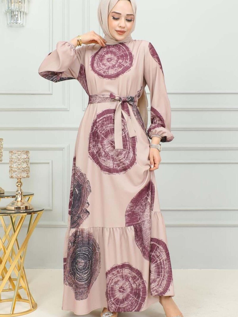 Mec Fashion Mürdüm Aerobin Desenli Elbise