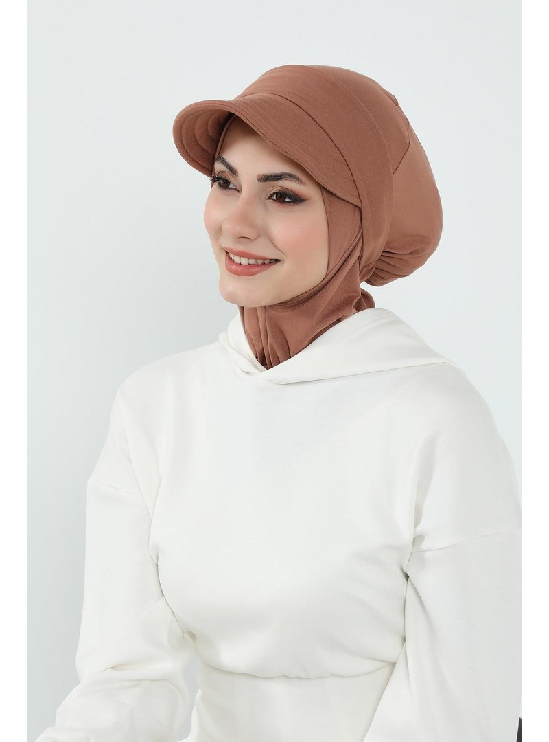 Aisha`s Design 5p Koyu Kahve Türban Üzeri Siperlik Şapka,sp