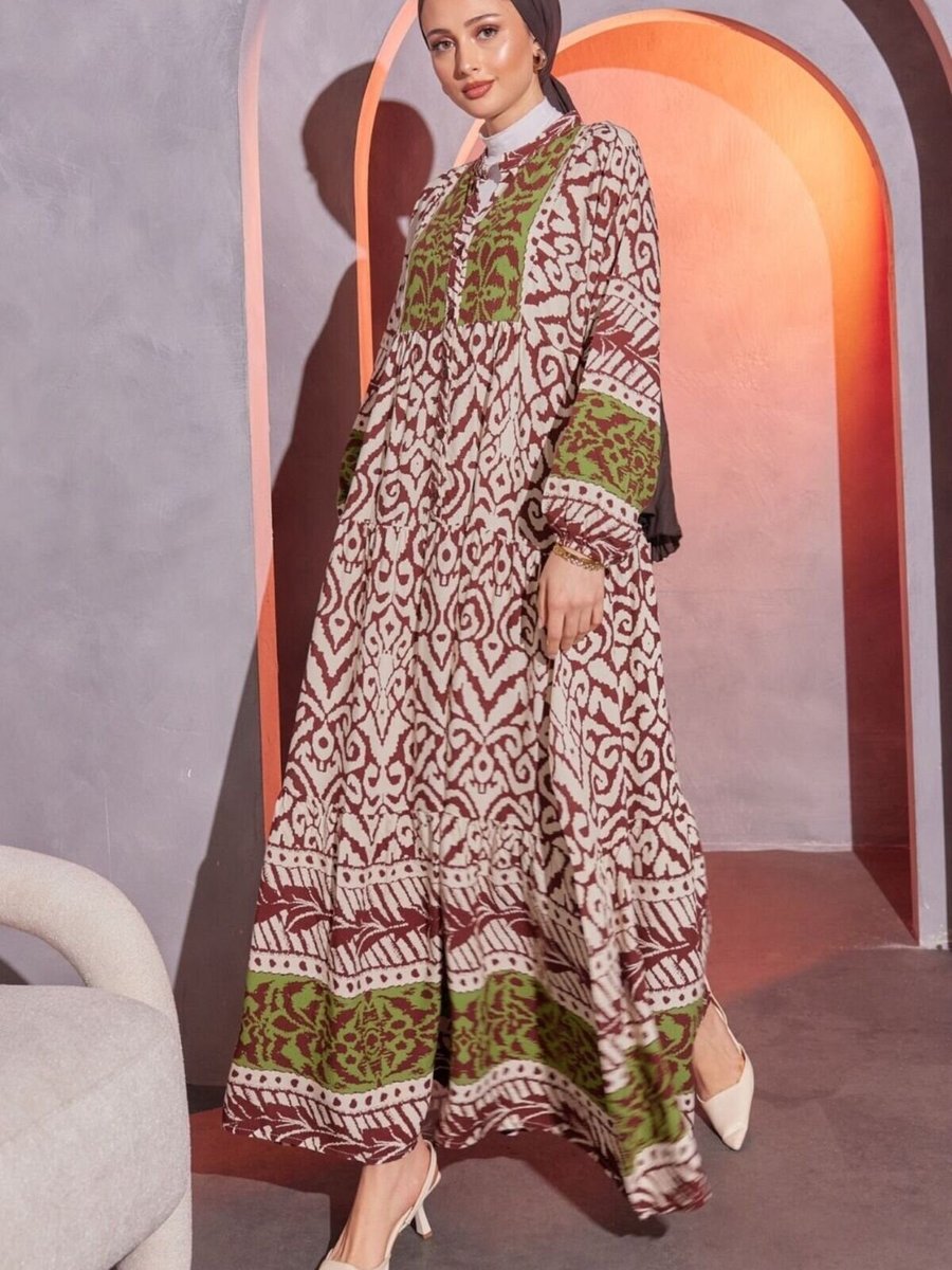 Mec Fashion Kahverengi Tasarım Elbise