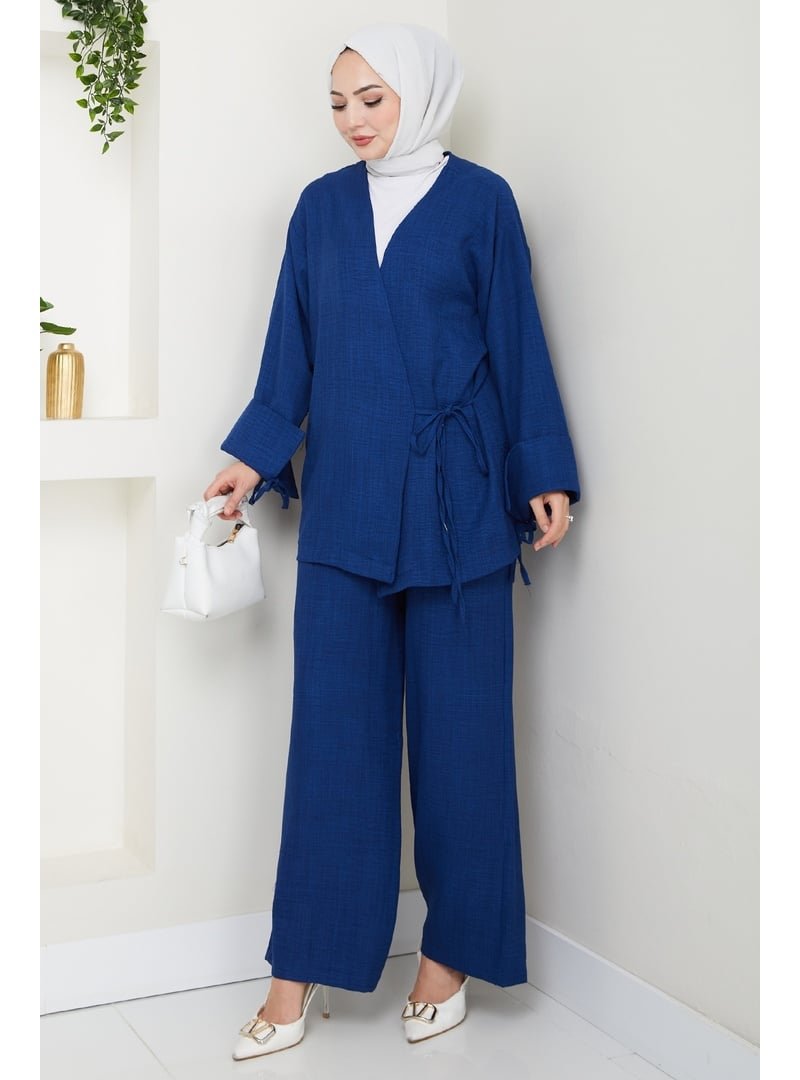 InStyle Keten Kimono İkili Lacivert Takım
