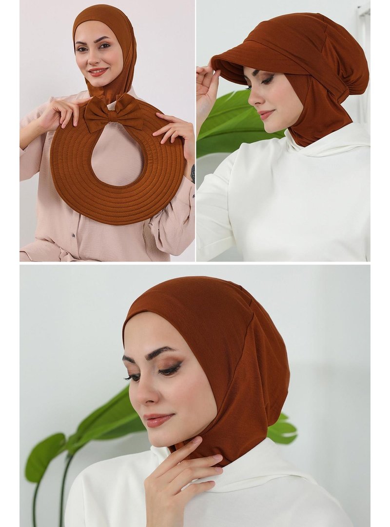 Aisha`s Design 1p Kiremit 3'lü Tak Çık Bone,siperlik Ve Şapka Seti ,st