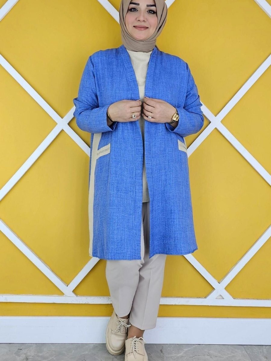 PYS Koyu Mavi Broş Detaylı Kimono İkili Takım