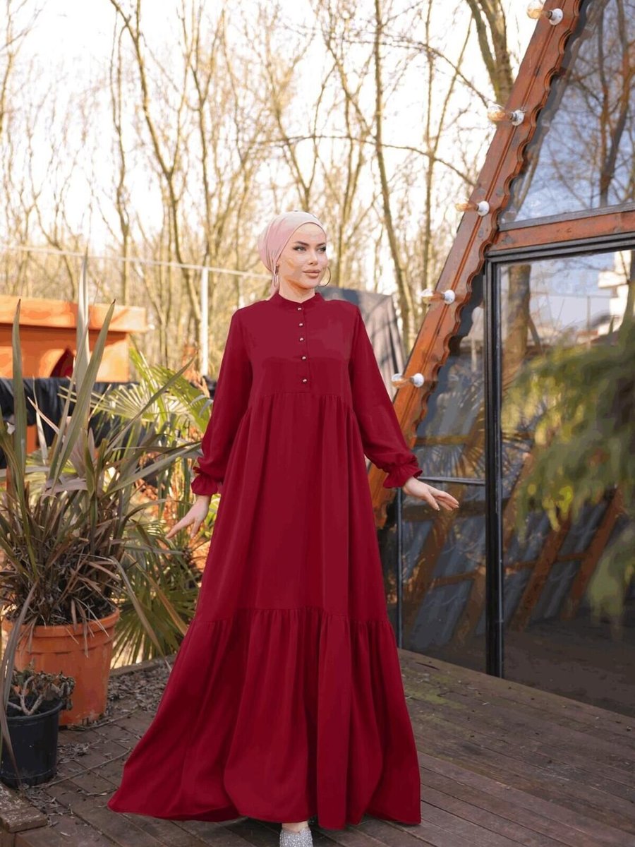 Nissra Bordo Yarım Patlı Katlı Elbise
