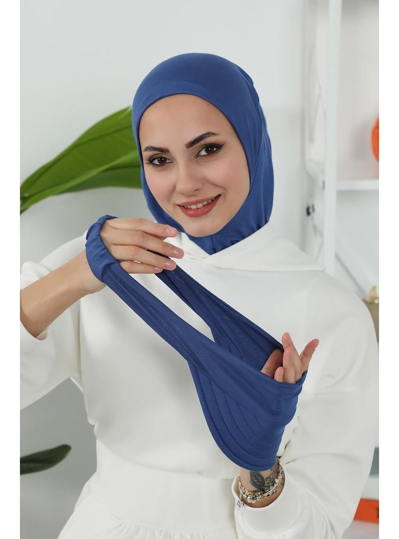 Aisha`s Design 5p İndigo Türban Üzeri Siperlik Şapka,sp
